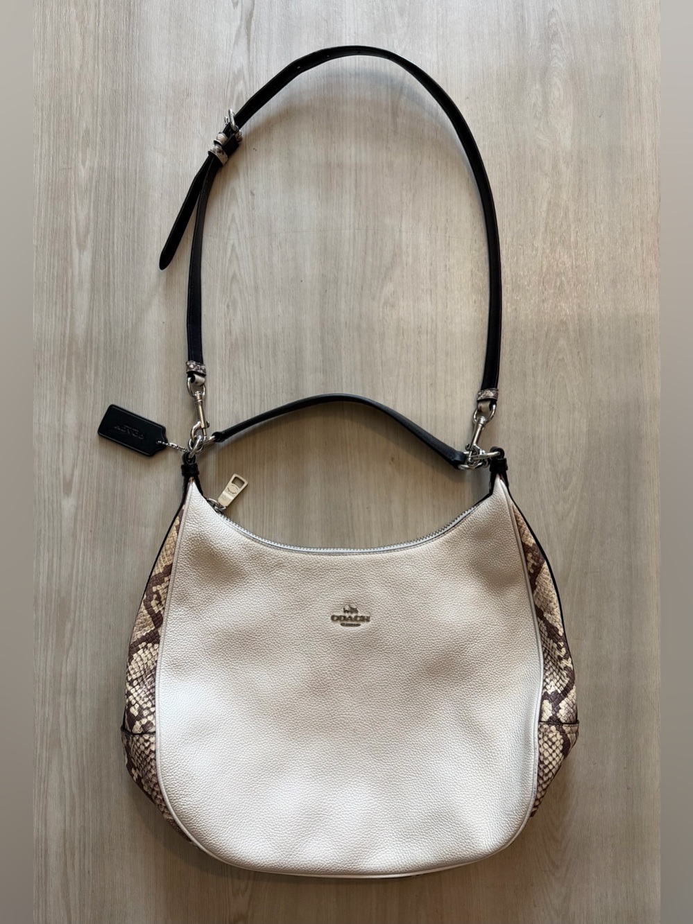 Coach Harley Hobo White with Snakeskin Shoulder Bag
